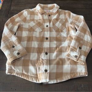 Wonder Nation Beige and Cream Plaid Quilted Shacket XXL